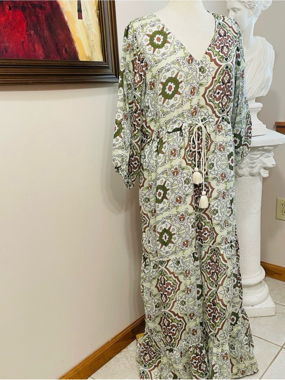 Soft Surroundings Boho Medallion Maxi Dress L ZIA Beautiful Lined